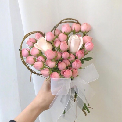 风景静物头像/心形玫瑰花束/属于春天和少女的淡粉色花束